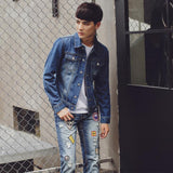 Cotton Solid Men's Denim Trucker Jacket Mens Spring Autumn Casual Slim Fit Bomber Jackets Men Jean Coat Men Outwear Male Cowboy Denim Jacket Trendy