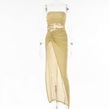 Mariah Carey Dress Temperament Split Dress Sexy Backless Hollow-out Dress