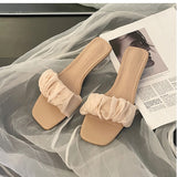 Nude Pumps Block Heel Chunky Heel Slippers