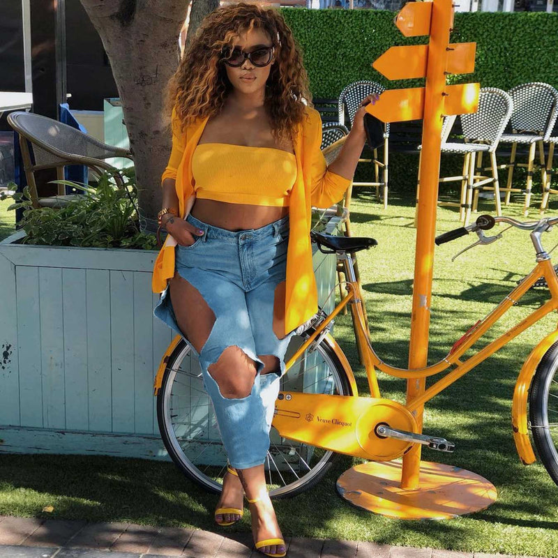 Women Plus Size Jeans Leisure Ripped Denim Skinny Trousers