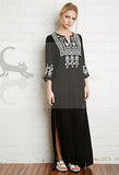 Women Dresses Embroidered Embroidered V-neck Dress
