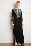 Women Dresses Embroidered Embroidered V-neck Dress