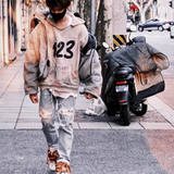 Rrr123 Hoodie Hand Painted Graffiti Retro Distressed Loose Hooded Sweater