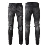 Amiri Jeans Casual Hip Hop Wash Splash-Ink Painted Slim Jeans Casual Fashionable 8666