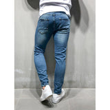 J Shaped Jeans New Men's Jeans Zipper Trousers Badge Worn