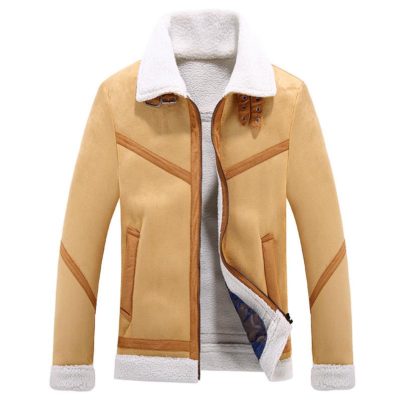 Men Fit Bomber Jacket Windbreaker Moto Street Coat Winter Men's Leather Coat Fleece Leather Jacket Jacket plus Size Motorcycle