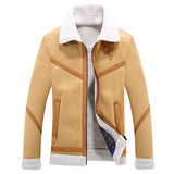 Men Fit Bomber Jacket Windbreaker Moto Street Coat Winter Men's Leather Coat Fleece Leather Jacket Jacket plus Size Motorcycle