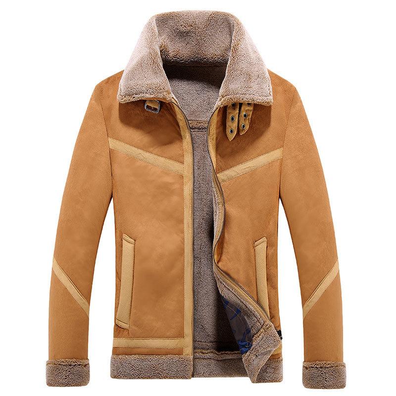 Men Fit Bomber Jacket Windbreaker Moto Street Coat Winter Men's Leather Coat Fleece Leather Jacket Jacket plus Size Motorcycle