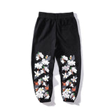 Off White Winter Pants Spring and Autumn Off Peach Blossom Spider Pattern Men's and Women's Casual Pants
