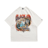 Blackair T Shirt Spring and Summer Print Short Sleeve Vintage T-shirt