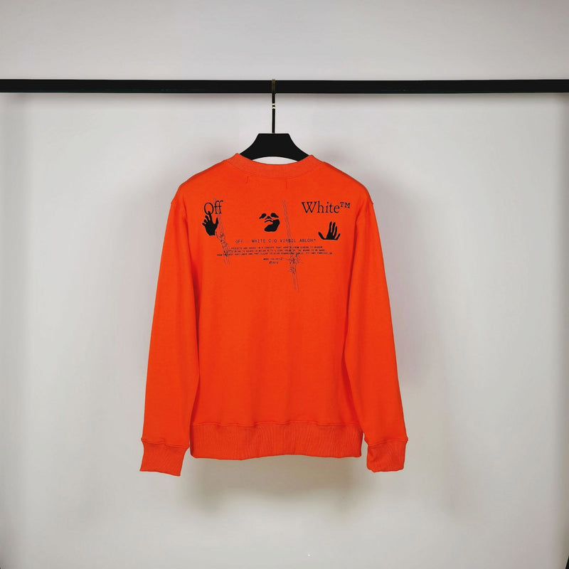 Off White Sweatshirts Long Sleeve round Neck Sweater Winter Ow Log Worker D Three-Dimensional Effect