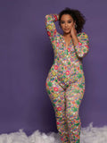 Women Plus Size Pants Printed Sexy Homewear Jumpsuit