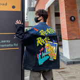 Spray Painted Jacket Spring and Autumn Graffiti Jacket Denim Jacket Coat Women