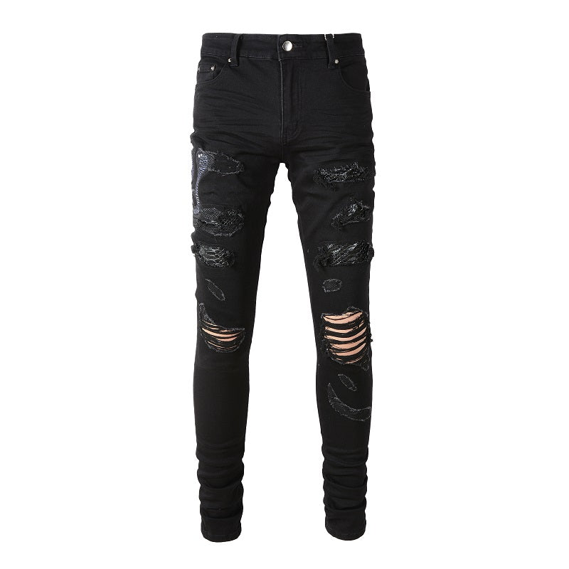 Amiri Jeans Casual Hip Hop Wash Splash-Ink Painted Slim Jeans Casual Fashionable 8560