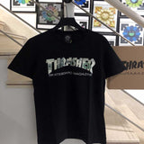 Thrasher T Shirt Thrasher Dollar Bill Flame Loose Short Sleeve Fall Winter Couples Women