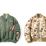 BAPE Varsity Jacket Winter Clothing Thickened Cotton Clothing Sports Embroidery Jacket