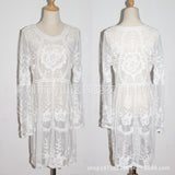 Kesha Black Dress Bohemian Style Sexy Embroidered Flare Sleeve Lace See-through Dress Seaside Beach Skirt