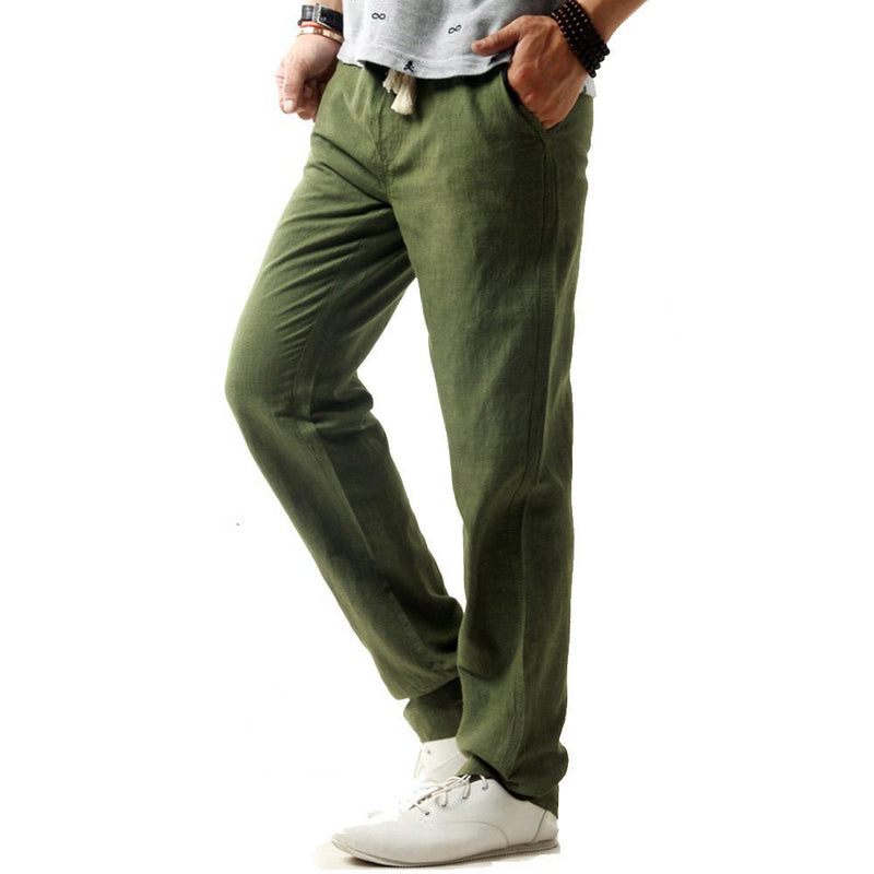 Linen Pants Straight Leg Pants Summer Men's Casual Pants Men's Sports Pants Straight