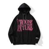 Slogan Graphic Hoodie Tide Card Log Loose round Neck Velvet Padded Hooded Sweatshirt