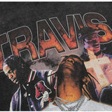 Travis Scott Shirt Vintage Character Print Short Sleeve Hip Hop Rap T-shirt Distressed