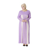 Muslim Women Stylish Kashibo Abaya Muslim Ladies Long Gown Islamic Clothing Jilbab Jalabiya Fashion Robe Lace Stitching Long Sleeve Dress