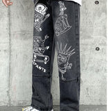 Anime Print Jeans Denim Pants for men Clothing Print Casual Jeans