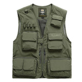 Men Utility Vest Work Zipper Tactical Work Vest Slim Pocket Jacket Vest Men's Outdoor Multi-Pocket