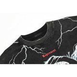 Present T Shirt Present Short Sleeve Men's Vintage Lightning Skull Wash Couple Trendy Brand T-shirt