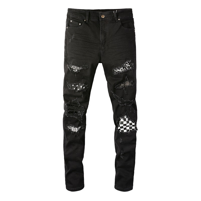 Amiri Jeans Casual Hip Hop Wash Splash-Ink Painted Slim Jeans Casual Fashionable 8538