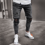 J Shaped Jeans New Men's Jeans Ripped Stretch Feet Pants