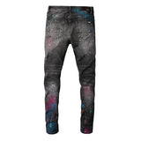 Amiri Jeans Casual Hip Hop Wash Splash-Ink Painted Slim Jeans Casual Fashionable 5636