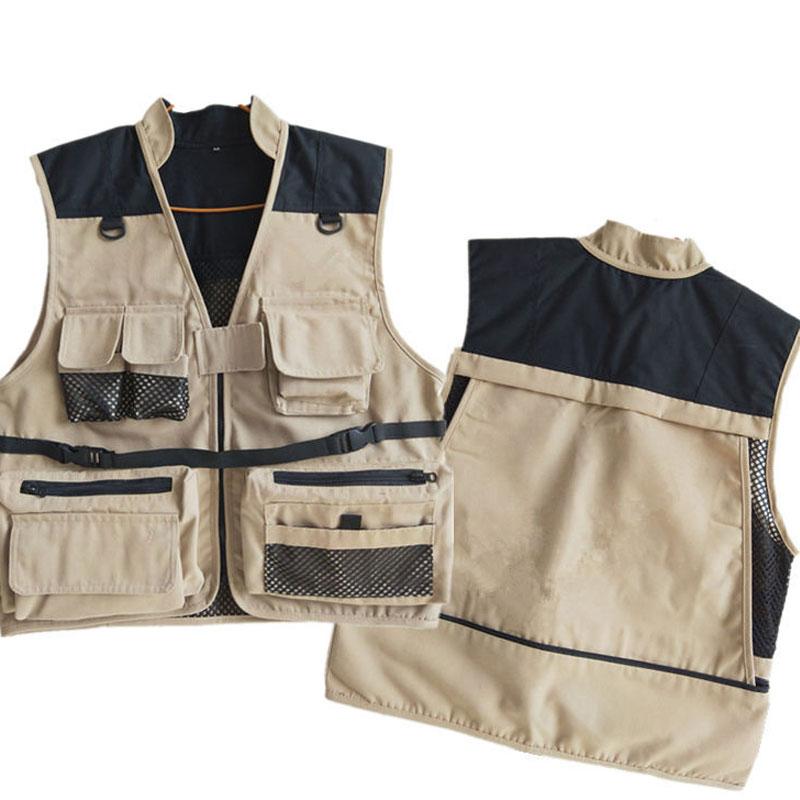 Men Utility Vest Work Zipper Tactical Work Vest Slim Pocket Jacket Men's Multi-Pocket Casual Vest