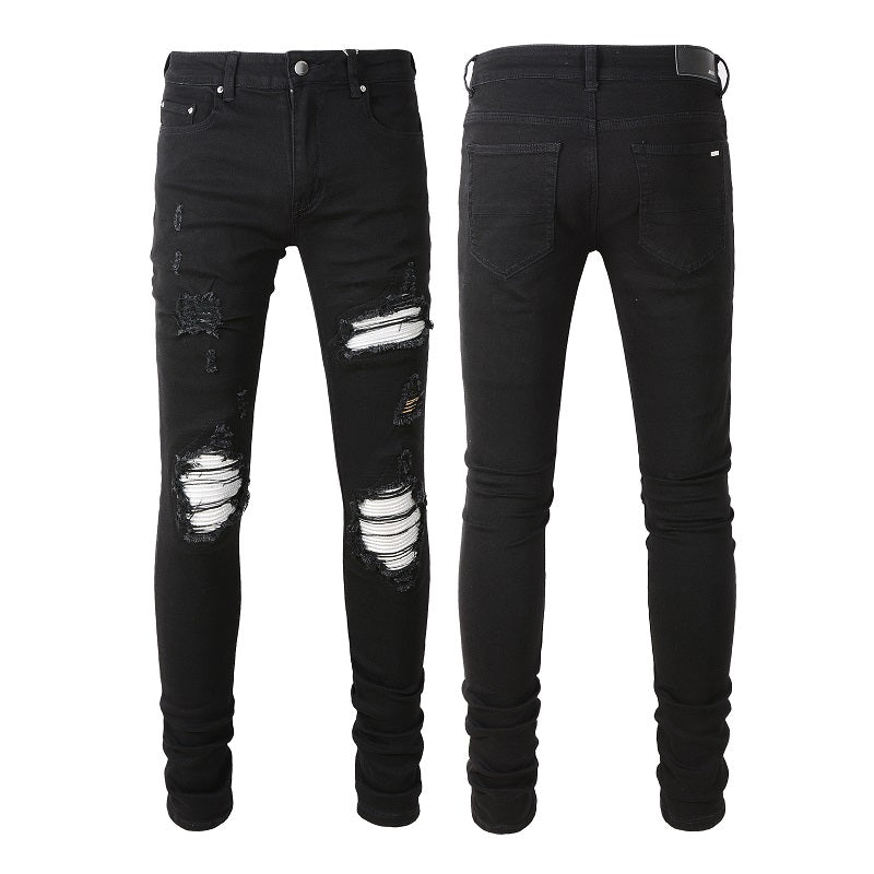 Amiri Jeans Casual Hip Hop Wash Splash-Ink Painted Slim Jeans Casual Fashionable 877