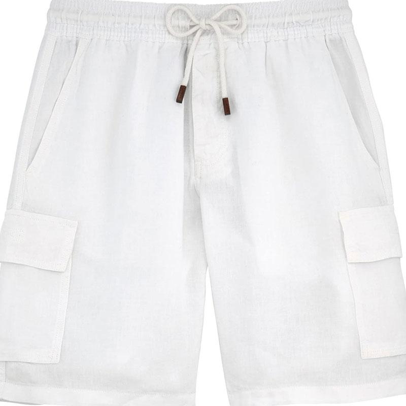 jogging shorts for men Slim Fit Muscle Gym Men Shorts Summer Solid Color Men's Loose Cotton Linen Casual Shorts Multi-Pocket Cargo Pants