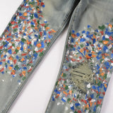 Amiri Jeans Casual Hip Hop Wash Splash-Ink Painted Slim Jeans Casual Fashionable 868
