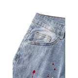 J Shaped Jeans Men's New Skinny Ripped Leg Opening Zipper Jeans