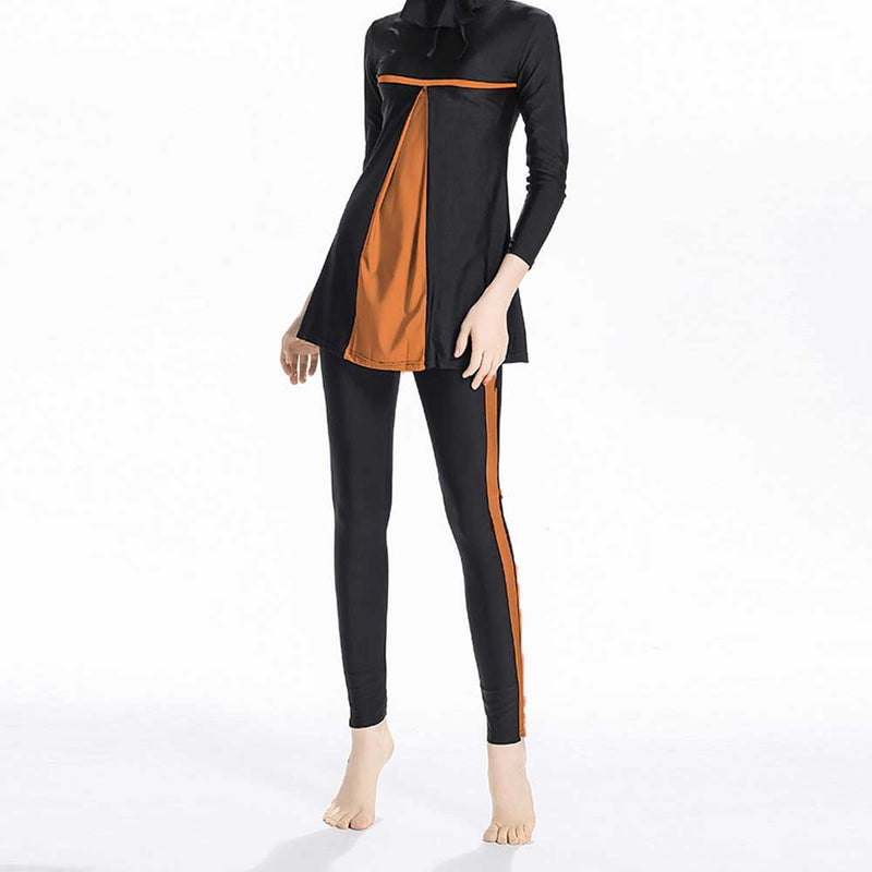Burkini Muslim Swimwear Conservative Swimwear Color Matching Three-Piece Top Pants Hat