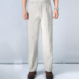 Linen Pants Straight Leg Pants Drawstring Lightweight Elastic Beach Pants Summer Casual Jeans Straight-Leg Trousers Casual Pants Men