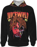 Juice WRLD in Loving Memory Hoodie 3D Figure Head Print Juice WRLD Hip Hop Loose Sweatshirt