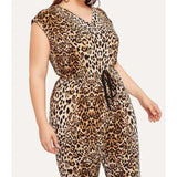 Women Plus Size Pants Leopard Print Fashion Casual Jumpsuit