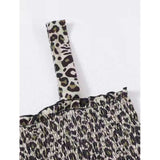 Women Plus Size Mini Dresses Suspender Leopard Print Suspender Dress