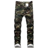 J Shaped Jeans New Men's Jeans Slim Straight Zip Pleated Trousers