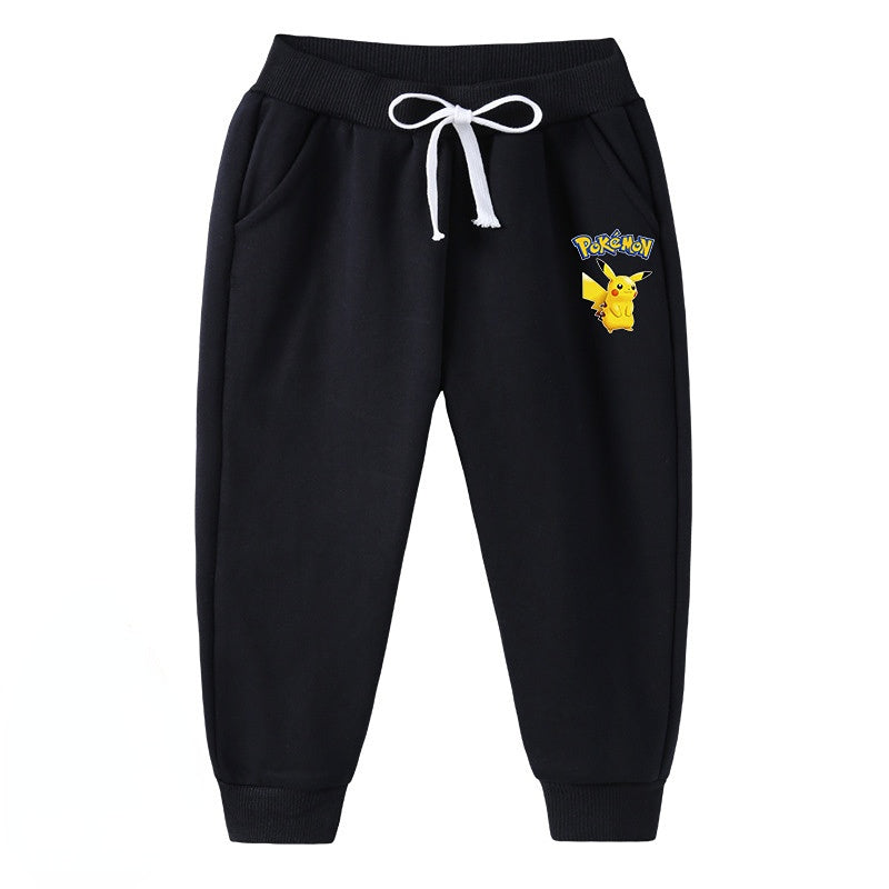 Children Pokemon Pikachu Pants Thickened Warm Sweatpants Children's Trousers