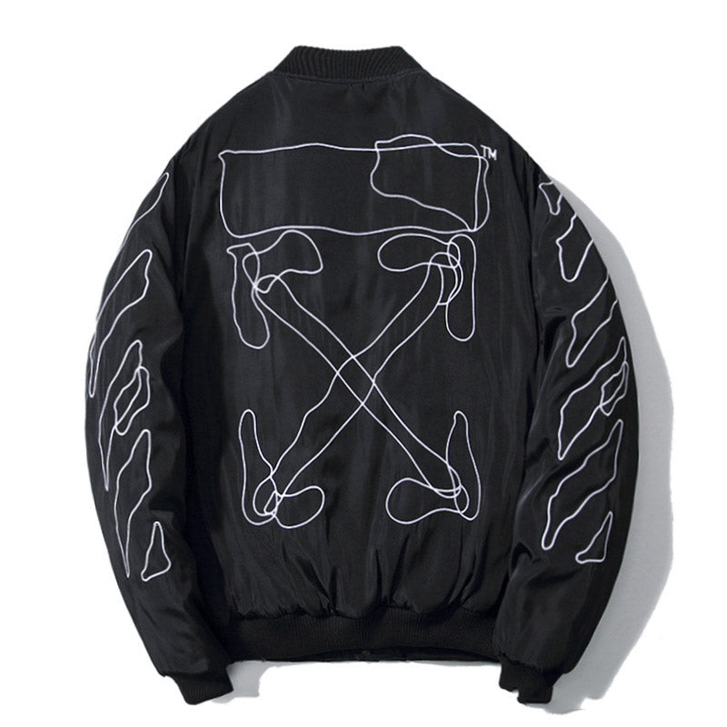 Off White Winter Coat Autumn and Winter 3D Embroidery Arrow Padded Cotton-Padded Jacket Outerwear