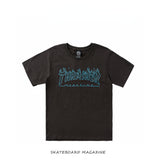 Thrasher T Shirt Summer Flame Thrasher Loose Short Sleeve Men's Round Neck Pullover