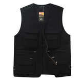 Men Utility Vest Work Zipper Tactical Work Vest Slim Pocket Jacket Vest Multi-Pocket Men's Overalls