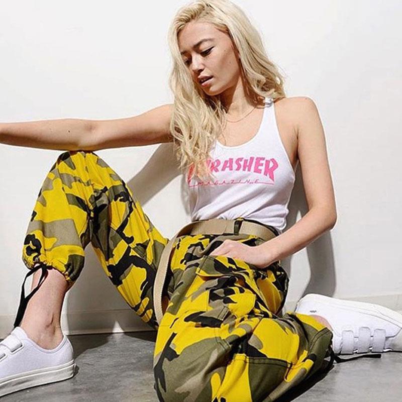 Hip Hop Camoufiage Print Savage Orange Camo Cargo Pants Dafeili BDU Cargo Pants Harajuku Ankle-Tied Multi-Pocket Men's Pants