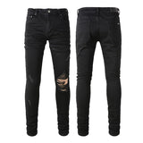 Amiri Jeans Casual Hip Hop Wash Splash-Ink Painted Slim Jeans Casual Fashionable 8586