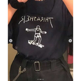 Thrasher T Shirt Thrasher Small Skater Flame Loose Short Sleeve Fall Winter Couples