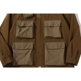 Shark Print Jacket Autumn and Winter Multi-Pocket Workwear Jacket Hooded Coat
